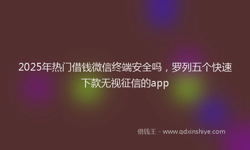 2025年热门借钱微信终端安全吗，罗列五个快速下款无视征信的app