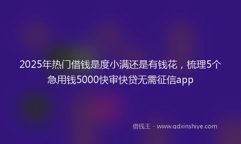 2025年热门借钱是度小满还是有钱花，梳理5个急用钱5000快审快贷无需征信app
