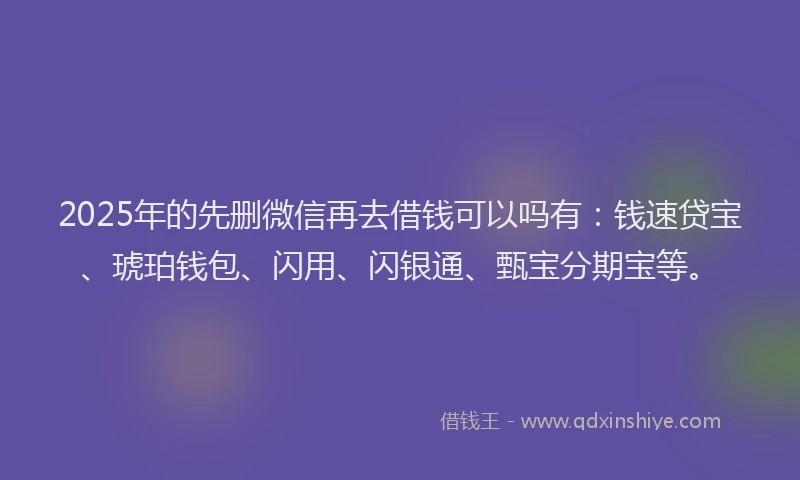 2025年的先删微信再去借钱可以吗有：钱速贷宝、琥珀钱包、闪用、闪银通、甄宝分期宝等。