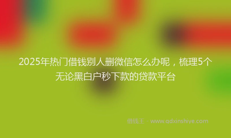 2025年热门借钱别人删微信怎么办呢，梳理5个无论黑白户秒下款的贷款平台