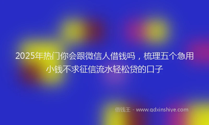 2025年热门你会跟微信人借钱吗，梳理五个急用小钱不求征信流水轻松贷的口子