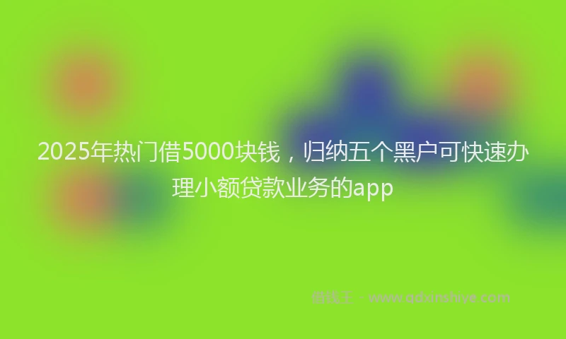 2025年热门借5000块钱，归纳五个黑户可快速办理小额贷款业务的app