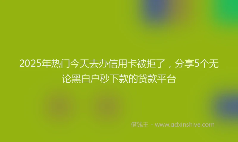 2025年热门今天去办信用卡被拒了，分享5个无论黑白户秒下款的贷款平台