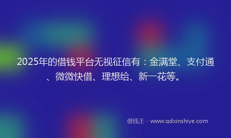 2025年的借钱平台无视征信有：金满堂、支付通、微微快借、理想给、新一花等。
