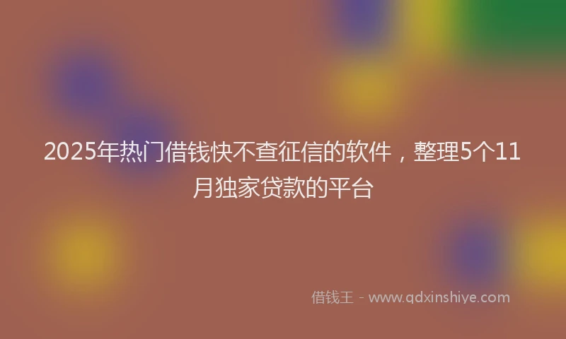 2025年热门借钱快不查征信的软件，整理5个11月独家贷款的平台