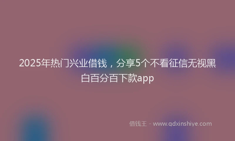 2025年热门兴业借钱，分享5个不看征信无视黑白百分百下款app
