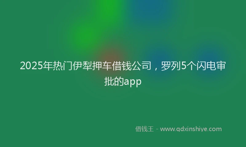 2025年热门伊犁押车借钱公司，罗列5个闪电审批的app