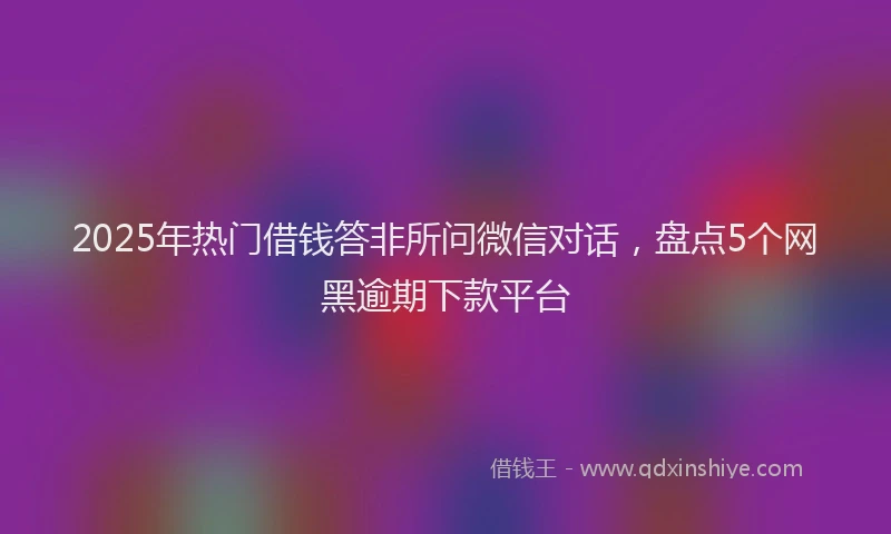 2025年热门借钱答非所问微信对话，盘点5个网黑逾期下款平台