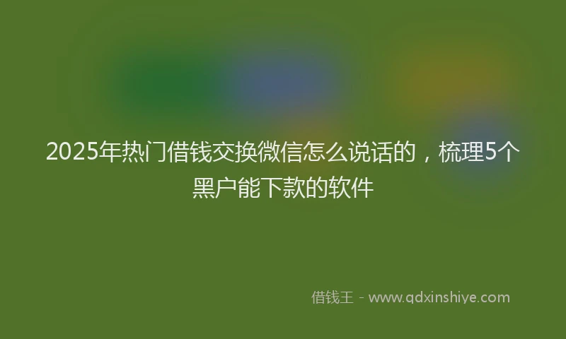 2025年热门借钱交换微信怎么说话的，梳理5个黑户能下款的软件