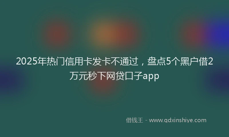 2025年热门信用卡发卡不通过，盘点5个黑户借2万元秒下网贷口子app