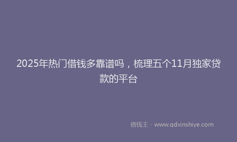 2025年热门借钱多靠谱吗，梳理五个11月独家贷款的平台