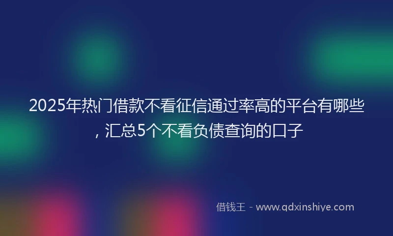 2025年热门借款不看征信通过率高的平台有哪些，汇总5个不看负债查询的口子