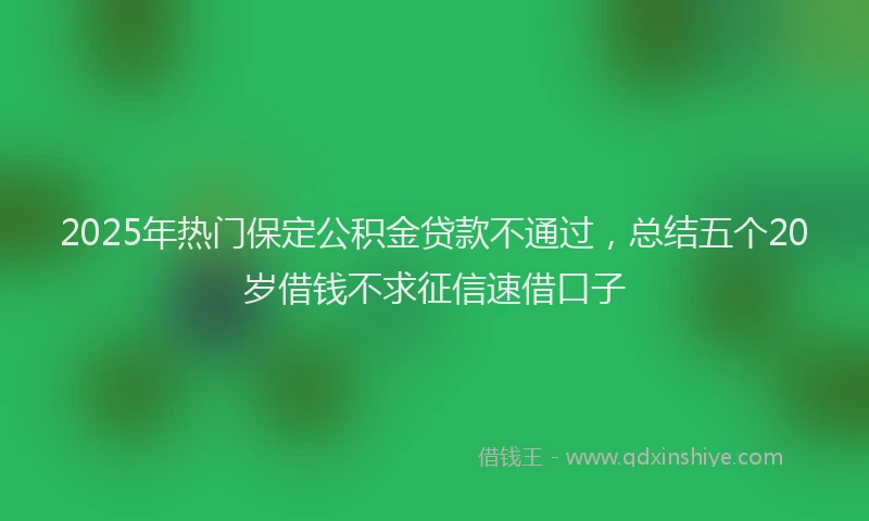 2025年热门保定公积金贷款不通过，总结五个20岁借钱不求征信速借口子