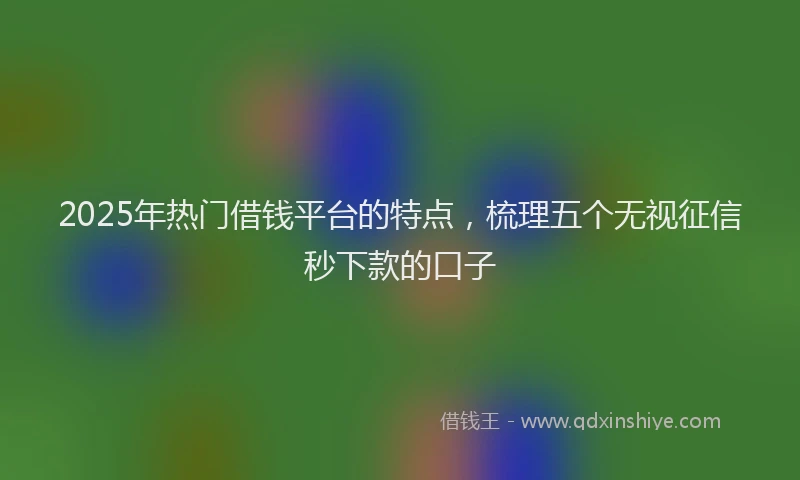 2025年热门借钱平台的特点，梳理五个无视征信秒下款的口子