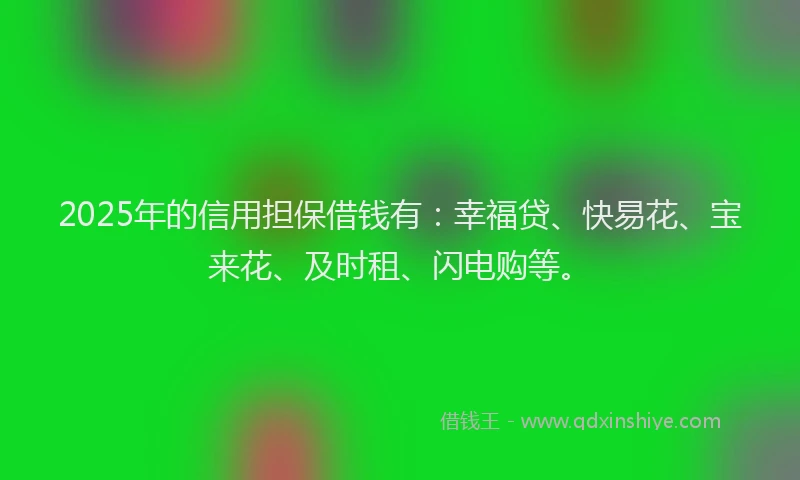 2025年的信用担保借钱有：幸福贷、快易花、宝来花、及时租、闪电购等。