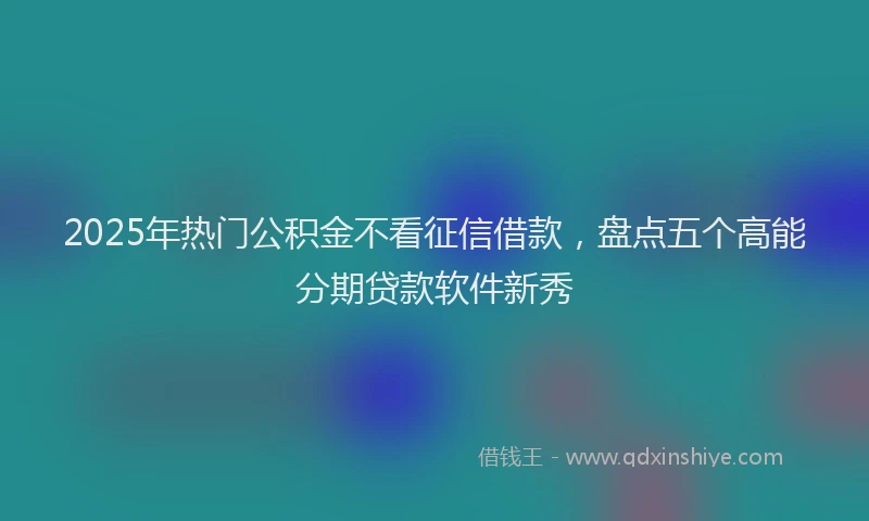 2025年热门公积金不看征信借款，盘点五个高能分期贷款软件新秀
