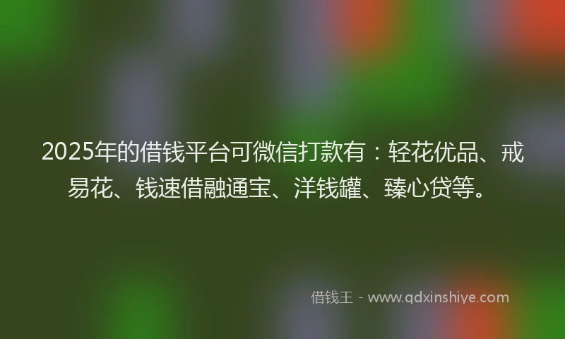 2025年的借钱平台可微信打款有：轻花优品、戒易花、钱速借融通宝、洋钱罐、臻心贷等。