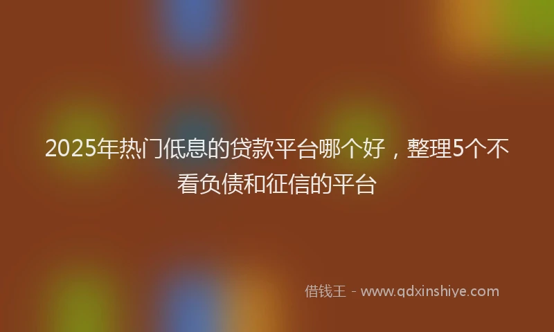 2025年热门低息的贷款平台哪个好，整理5个不看负债和征信的平台