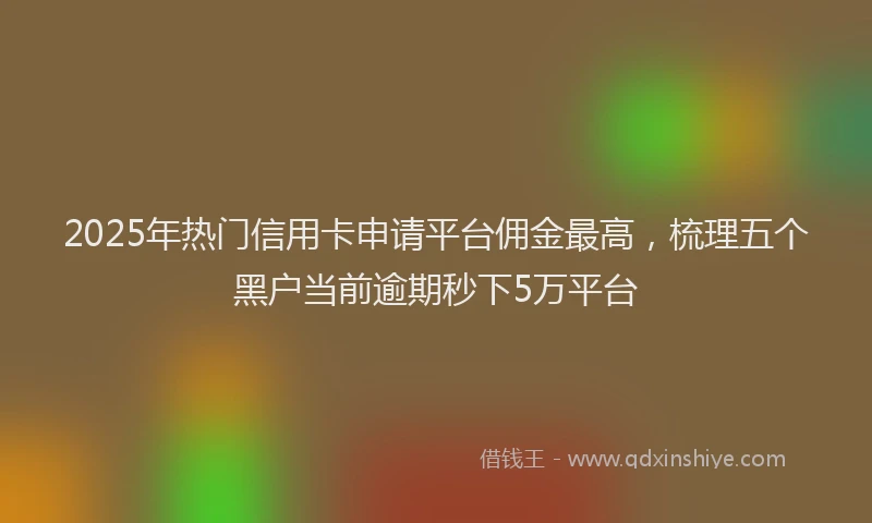 2025年热门信用卡申请平台佣金最高，梳理五个黑户当前逾期秒下5万平台