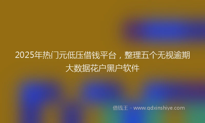 2025年热门元低压借钱平台，整理五个无视逾期大数据花户黑户软件