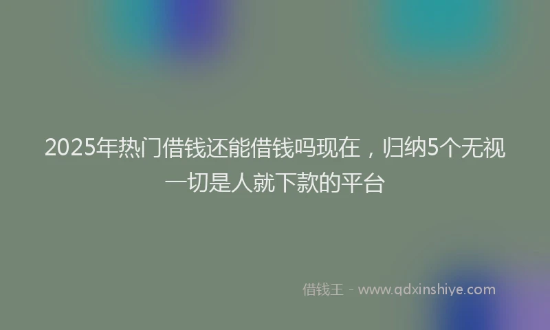2025年热门借钱还能借钱吗现在，归纳5个无视一切是人就下款的平台