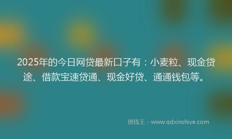 2025年的今日网贷最新口子有：小麦粒、现金贷途、借款宝速贷通、现金好贷、通通钱包等。