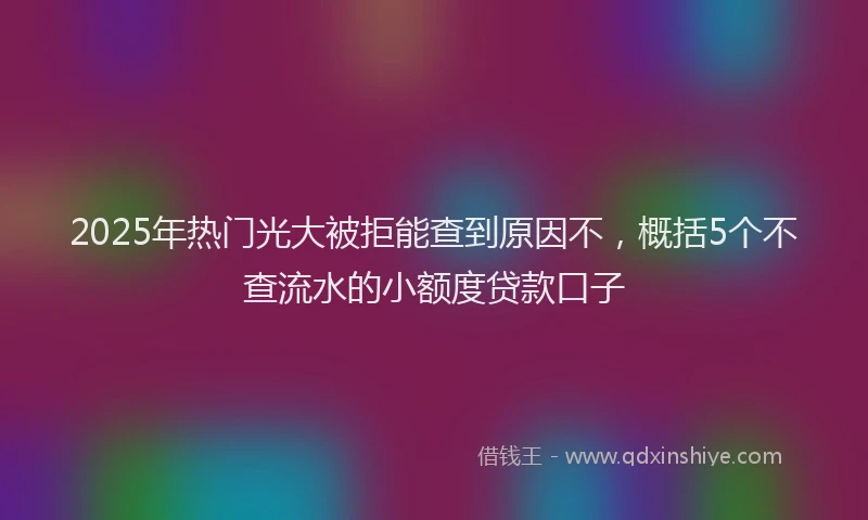 2025年热门光大被拒能查到原因不，概括5个不查流水的小额度贷款口子