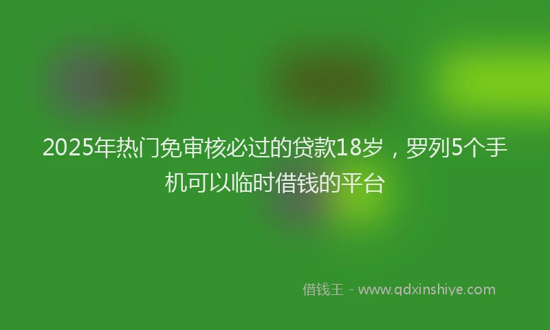 2025年热门免审核必过的贷款18岁，罗列5个手机可以临时借钱的平台