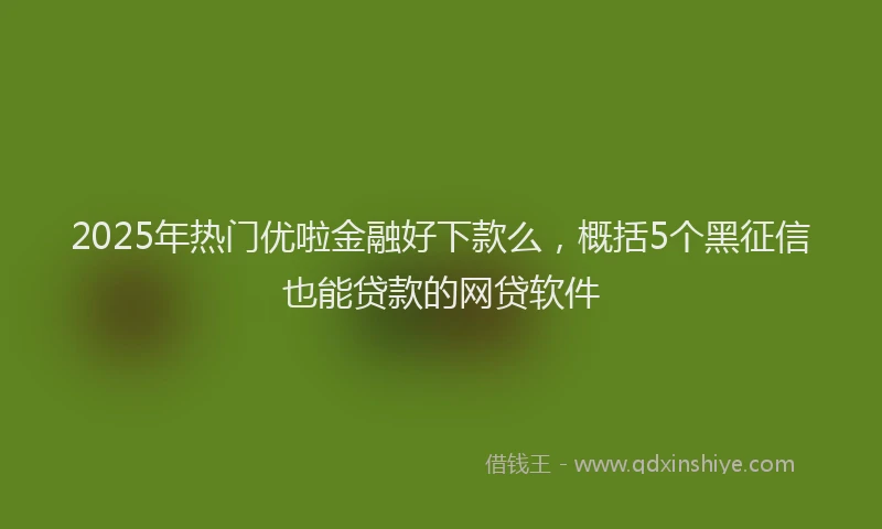 2025年热门优啦金融好下款么，概括5个黑征信也能贷款的网贷软件