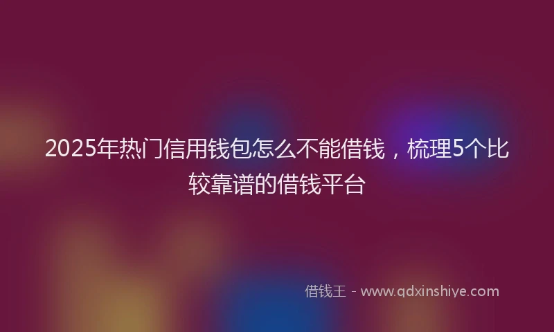 2025年热门信用钱包怎么不能借钱，梳理5个比较靠谱的借钱平台