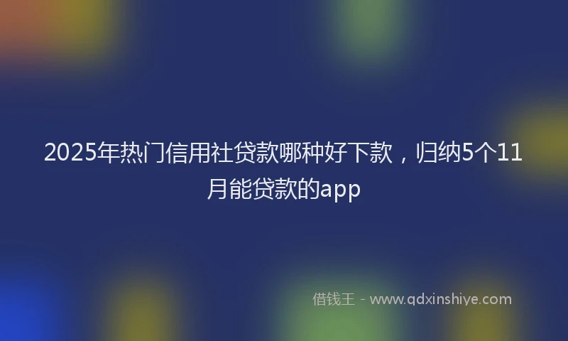 2025年热门信用社贷款哪种好下款，归纳5个11月能贷款的app
