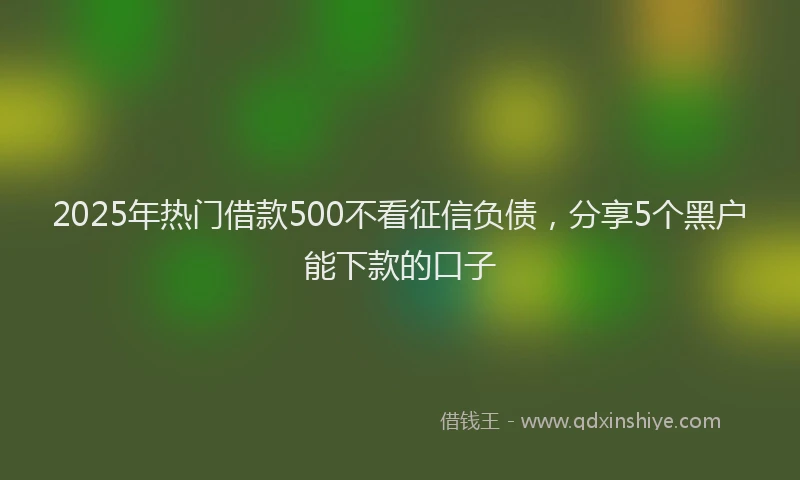 2025年热门借款500不看征信负债，分享5个黑户能下款的口子