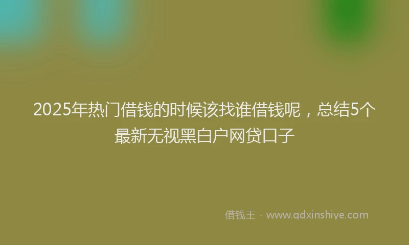 2025年热门借钱的时候该找谁借钱呢，总结5个最新无视黑白户网贷口子