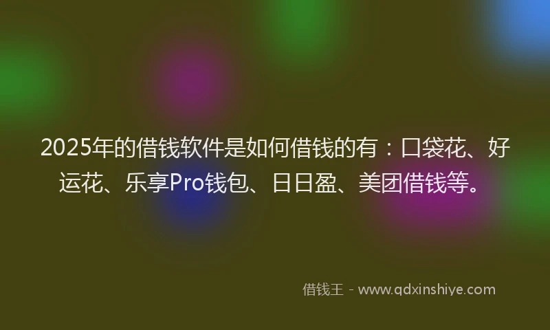 2025年的借钱软件是如何借钱的有：口袋花、好运花、乐享Pro钱包、日日盈、美团借钱等。