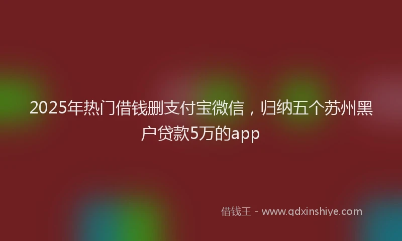 2025年热门借钱删支付宝微信，归纳五个苏州黑户贷款5万的app