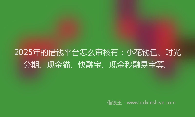 2025年的借钱平台怎么审核有：小花钱包、时光分期、现金猫、快融宝、现金秒融易宝等。