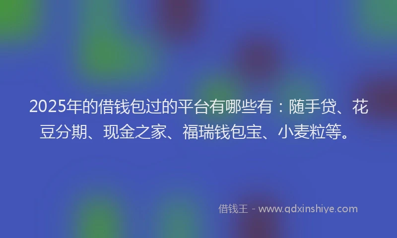 2025年的借钱包过的平台有哪些有：随手贷、花豆分期、现金之家、福瑞钱包宝、小麦粒等。