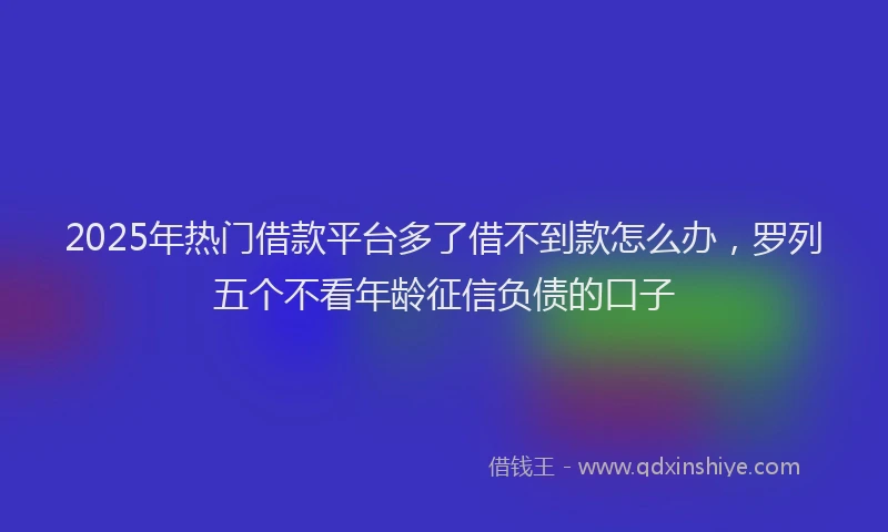 2025年热门借款平台多了借不到款怎么办，罗列五个不看年龄征信负债的口子