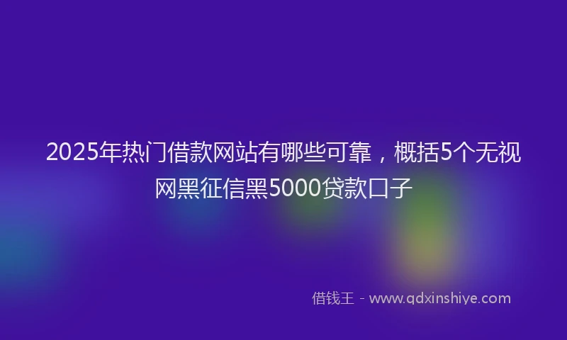 2025年热门借款网站有哪些可靠，概括5个无视网黑征信黑5000贷款口子