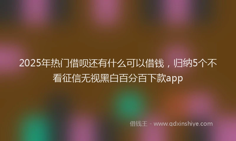 2025年热门借呗还有什么可以借钱，归纳5个不看征信无视黑白百分百下款app
