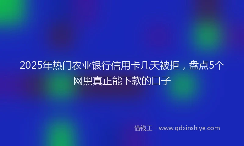 2025年热门农业银行信用卡几天被拒，盘点5个网黑真正能下款的口子
