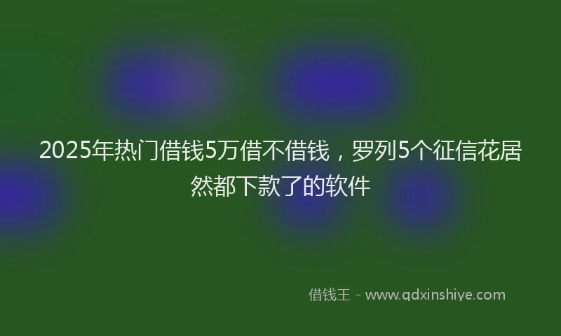 2025年热门借钱5万借不借钱，罗列5个征信花居然都下款了的软件