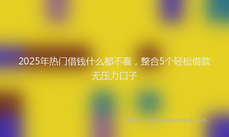2025年热门借钱什么都不看，整合5个轻松借款无压力口子