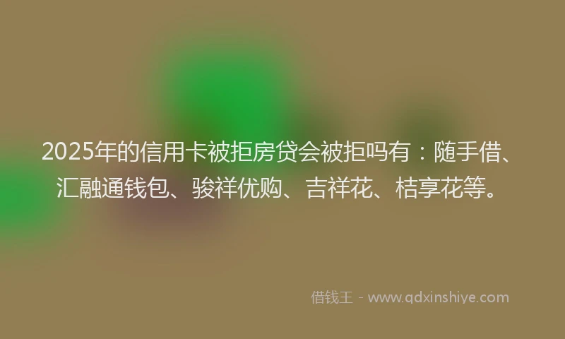 2025年的信用卡被拒房贷会被拒吗有：随手借、汇融通钱包、骏祥优购、吉祥花、桔享花等。