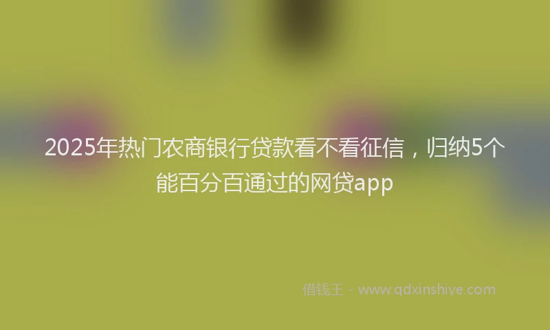 2025年热门农商银行贷款看不看征信，归纳5个能百分百通过的网贷app