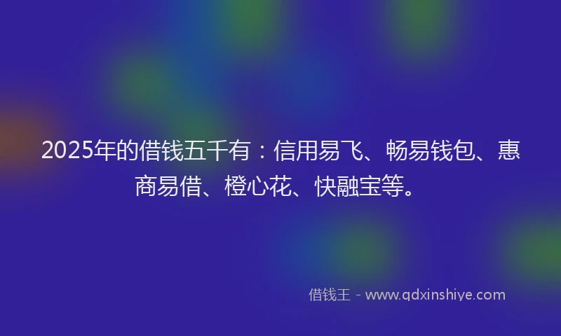 2025年的借钱五千有：信用易飞、畅易钱包、惠商易借、橙心花、快融宝等。