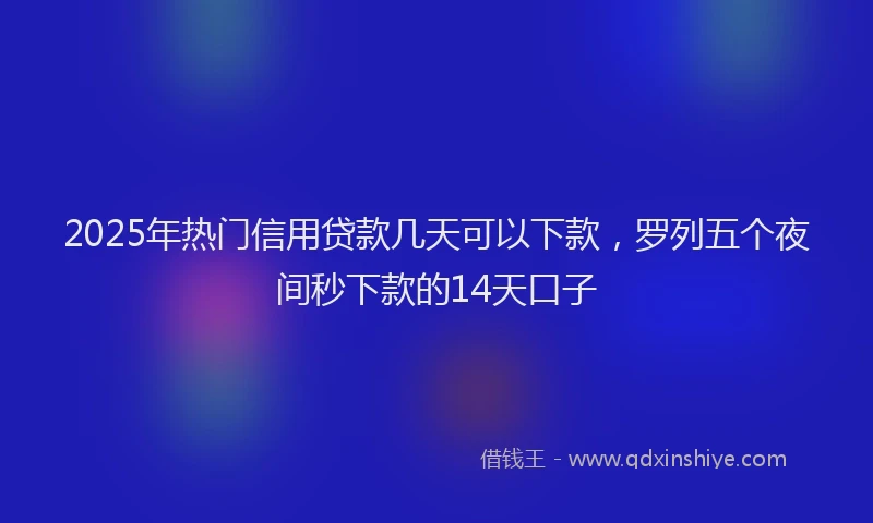 2025年热门信用贷款几天可以下款，罗列五个夜间秒下款的14天口子