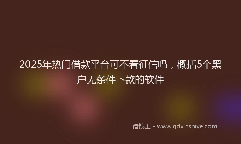 2025年热门借款平台可不看征信吗，概括5个黑户无条件下款的软件