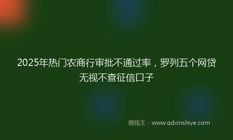 2025年热门农商行审批不通过率，罗列五个网贷无视不查征信口子