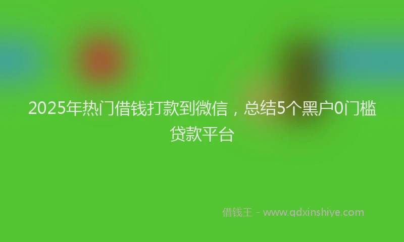 2025年热门借钱打款到微信，总结5个黑户0门槛贷款平台